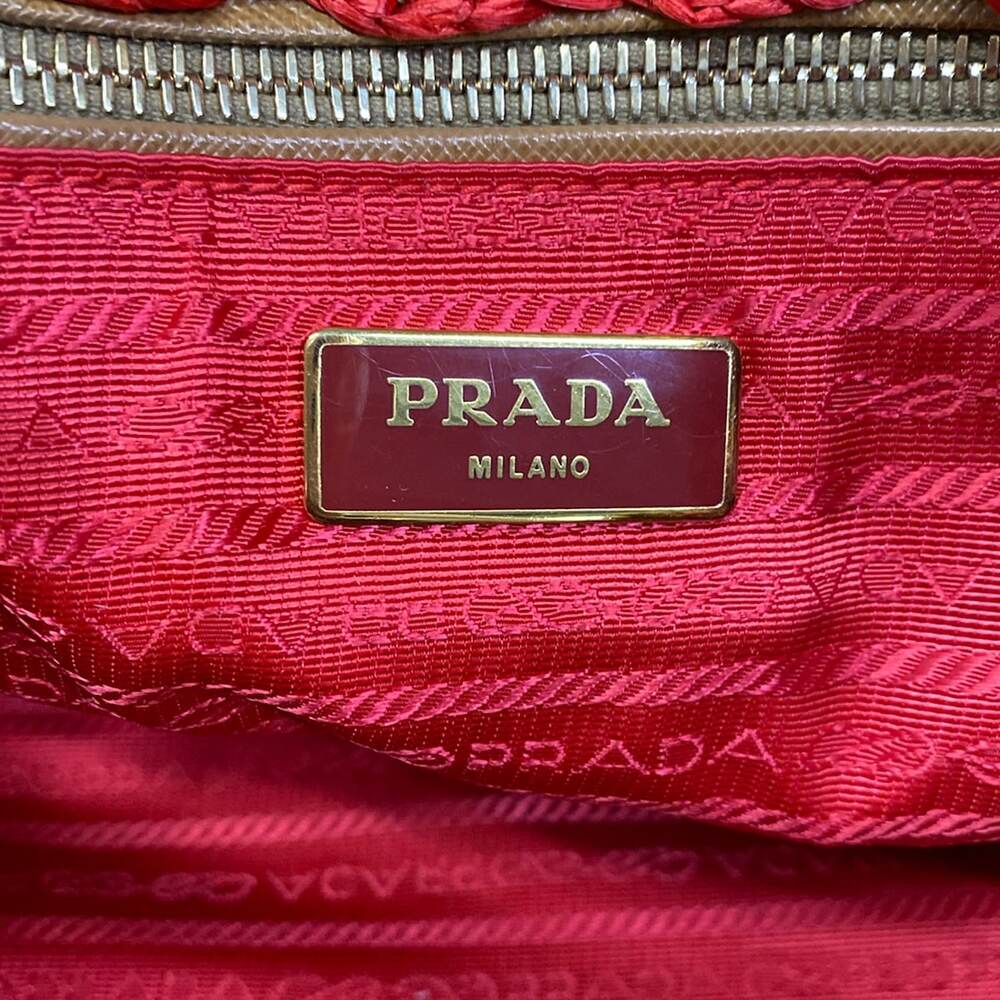 Prada Tote Bag Beige Red - Picture 8 of 15